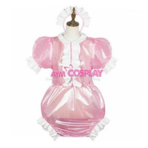 Barboteuse en PVC rose TPU sissy boy CD TV Tailor-made258S