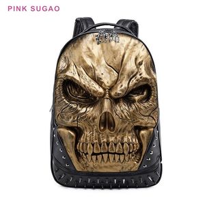 Pinksugao Designer Sac à dos Sac à dos Men de 620 à la mode en repens tridimensionnel Skull Big Ghost Face Ghost Face Handba2466