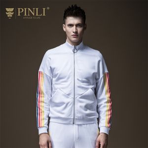 Pinli Spring Discount Liquidación Slim Mock-neck Sportswear Color Stripes Cotton Casual Men Jacket Sweater Coat 201127