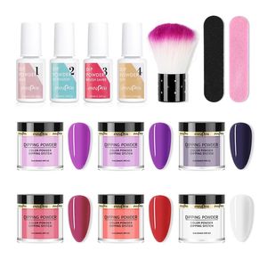 PinPai 13 pièces Kit de poudre de trempage pour Nail Art ensemble paillettes Chrome frotter Pigment Dip pour conseils décoration 240328