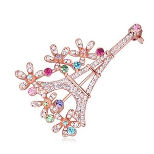 Broches, broches 2021 bijoux de mode européens amour l'eiffel haut de gamme vêtements broche cristal broche autrichienne pour les femmes femme