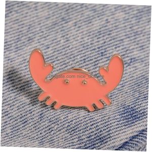 Épingles broches Broche de dessin animé accessoires mignons accessoires de chemise de chemise de chemise crabe badges d'épingle vintage bons cadeaux bijoux pour femmes pour costume petit otkkq