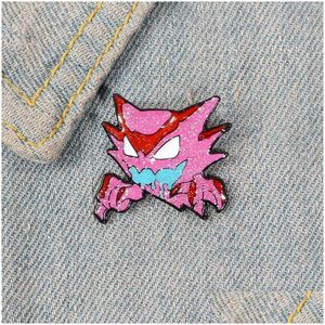 Broches Broches Dessin animé rose tête de loup broche pour garçons vicieux animal émail broche en gros créatif métal badges bijoux petit mode Dh8Kl