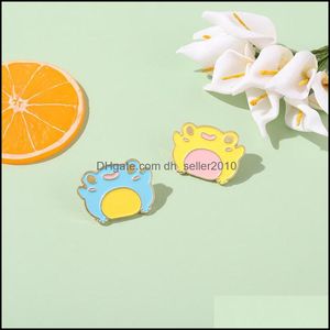 Broches Broches Épinglette colorée Broches Dessin animé Mignon Tournesol Solaire Jaune Grenouille Bleue Ins Alliage Broche Badge Étudiant Livre Emballage Dhnoq