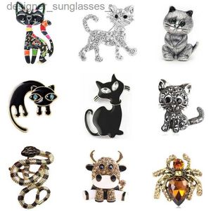 Broches Broches Creative émail chat abeille broche Animal chaton lapin broche pour femmes sac d'école félin broche bijoux avec strass écharpe BuckleL231117