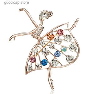 Alfileres Broches Baile Niñas Ballet Broches de baile para mujeres Gimnasia artística Cristal brillante Broche de circón Alfileres Vestido Abrigo Joyería de boda Y240329