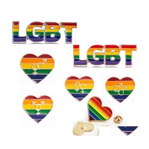 Alfileres Broches Diseño Esmalte Lgbt Pride Para Mujeres Hombres Gay Lesbianas Rainbow Love Lapel Pins Badge Accesorios de joyería de moda en Bk Dr Otxm0