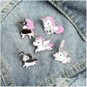 Pins Broches Pin de esmalte para mujeres Moda Vestido Abrigo Camisa Demin Metal Divertido Rosa Dibujos animados Animal Broche Pins Insignias Promoción Regalo Dhtnx