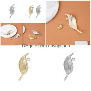 Pins Brooches Fashion Simation Leaf Brooch For Women Girls Classic Design Scarf Collar Lapel Badge Pin Jewelry Party Gifts Drop Delive Dhx04