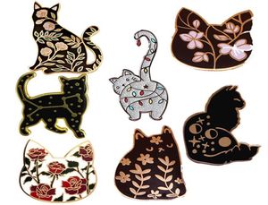 Pins broches Flower Cat Kitty Animal Pet Lovers Brooch Broche Pins Enamelo Mates Mates Lapa de estabilizador Joyas de moda Joyería de moda