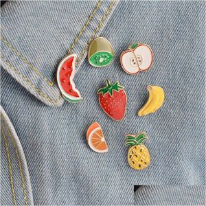 Broches Broches Fruit Broche Pin Badge Pastèque Kiwi Stberry Orange Banane Pomme Ananas Été Mignon Bijoux Drop Delivery Dhip3