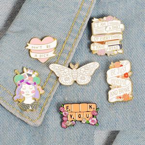 Alfileres Broches Artesanía Chica Banner Esmalte Pin Insignia Teclado Mariposa Broche Bolsa Camisa de mezclilla Solapa Flor romántica Joyería Regalo D Dh15M