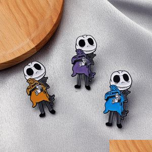 Alfileres Broches Jack Skellington Esmalte Insignias Pesadilla antes de Navidad Oogie Boogie Calabaza Rey Película de Halloween Joyería Pin de solapa Dhbyo