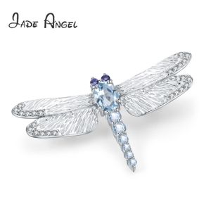 Broches de alfileres, Ángel de Jade, Topacio azul Natural, broche de libélula, elegante Plata de Ley 925, Animal hecho a mano para mujer, joyería fina 230727