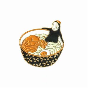 Broches Broches Broche de caractère périphérique japonais Spirited Away sans visage mâle Ramen Bowl Cartoon Badge Bijoux Sac cadeau Accessoire Dhdct