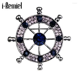 Alfileres Broches Moda coreana Cristal Estilo marino Barco Timón Ancla Broche Solapa Pin para hombres Traje Insignia Joyería Camisa Collar Accesorios Ki