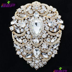 Alfileres Broches Broche grande Alfileres Joyería de boda nupcial 4.9 pulgadas Rhinestone Cristal Accesorios para mujeres 4045 Entrega de gota Dhxzb