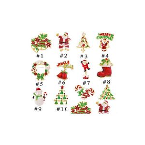 Pins Broches Nouveautés Noël Femmes Pin 12 Style Santa Claus Bottes Cloche Canne Guirlande Bonhomme De Neige Arbre Broche Pour Drop Delivery Jewe Dhm6H