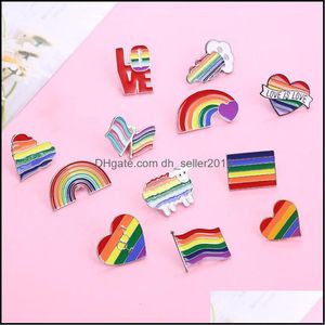 Pins Broches Rainbow Lgbt Broche Bandera de corazón de dibujos animados Ovejas Esmalte Pins Lesbianas Gays Pride Badge Amante Ropa Pin de solapa Regalo 1407 D Dhwhr