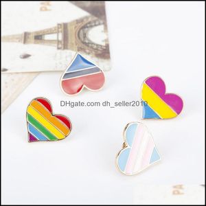 Alfileres Broches Arco iris Alfileres Originalidad Amor Insignia en forma de corazón Moda Nueva aleación Accesorios Gota Aceite Raya Broches 1 5Aj K2 Deli Dhwa7