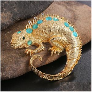 Broches broches strass incrusté lézard femmes animaux broches alliage Cors vêtements accessoires broche bijoux livraison directe Dhi2O