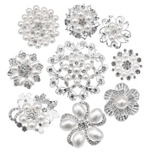 Alfileres Broches Siertone Rhinestone Big Pearl Crystal Wedding Bouquet Kit Set Venta al por mayor Lote Moda Mujer Chica Flor Broche transparente Dro Am7Oz