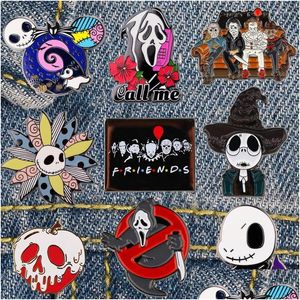 Alfileres Broches La pesadilla antes de Navidad Insignias de Halloween Esmalte Pin Bolsa Alfileres de solapa En la mochila Accesorios de regalo de joyería Drop De Dha9I