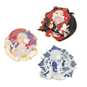 Pins broches touhou Project Hakurei Reimu Izayoi Sakuya Yuyuko Cartoon Enamel Brooch Insignia Pin para Fan Cosplay Prop Giftpins