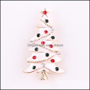 Broches de alfileres Broche de regalo de árbol de Navidad de esmalte blanco al por mayor con cristales de diamantes de imitación multicolores 464C3 Entrega de gota 202 Newdhbest Dh1Xl