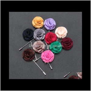 Alfileres joyería 12 colores elegante solapa flor hecho a mano Sillk Boutonniere Sticks hombres mujeres vestido de fiesta broches alfileres moda