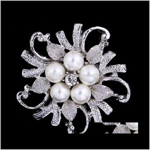 Broches bijoux Sier/ton doré clair strass cristal fleur filles Cor mode perle broche mariage mariée Bouquet broches