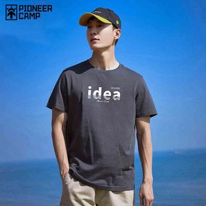 Pioneer Camp-camisetas de moda para hombre, ropa de verano 2021 de algodón, negro, azul, gris, cuello redondo, 100% ATK01105532 G1229