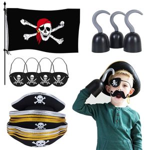 Pirate Capitaine Cosplay Costume Props Chapeau Crochet Main Drapeau Ballons Pour Halloween Enfants Fête D'anniversaire Décoration Fournitures 220819