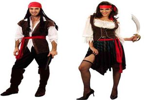 Disfraces de piratas para mujeres, hombres, adultos, Halloween, Ma, disfraz de Capitán Jack Sparrow, conjunto de ropa de Cosplay de Piratas del Caribe H2207318993042