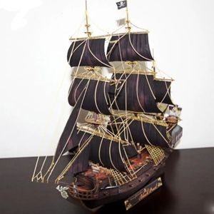 Modelo de Material de papel perla negra con forma de barco pirata para ventilador militar, regalo exquisito hecho a mano DIY 240319
