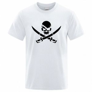 Pirate Skull Logo Funny Print T-shirts Hommes Femmes Lâche Tshirs T-shirts d'été respirants 100% Cott Oversize Casual Tee Vêtements N3LI #