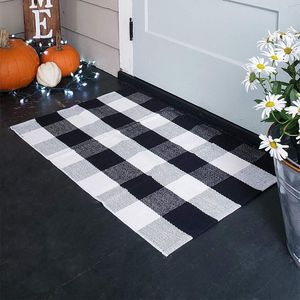 Tapis en coton à carreaux Tapis Tartan Buffalo Checkered Layered Door Mats Outdoor Throw Rug for Front Porch Entry Way Kitchen Bathroom DBC BH3254