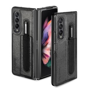 Étui en cuir simple et confortable pour Samsung Galaxy Z Fold 3 4 5G avec porte-stylo antichoc housse de sac de téléphone