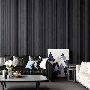 Papier peint uni gris noir rayé, décor de salle, luxe moderne, Texture géométrique Simple, papier peint solide, fond Mural 240122