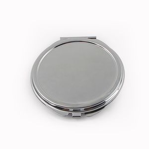 Miroir compact rond en métal argenté uni (6,2 * 6,6 cm)