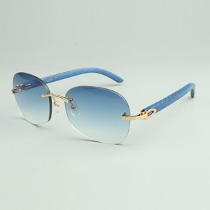 Lunettes de soleil ordinaires 4193829 avec des jambes en bois naturel bleu et un objectif de 58 mm