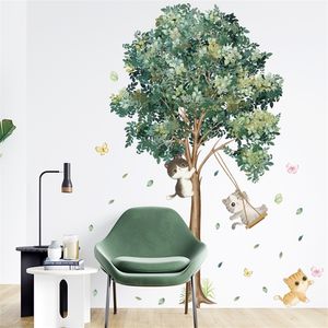 Autocollant mural arbre plante, pour chambre d'enfant, couloir de classe de maternelle, pâte de papier peint étanche pour entrée, 220217