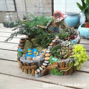 Macetas creativas de resina grande para jardín, decoración de flores suculentas, macetas de flores, bonsái y platos de plantas verdes, mesa, plantas falsas