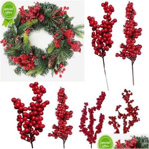 Plantadores Macetas 5 Unids Artificial Rojo Bayas de Navidad Ramas de Cono de Pino para el Hogar DIY Decoraciones de Guirnalda Adornos de Árbol de Navidad Noel 20 Dhfvw