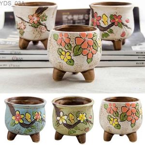 Pots de jardinières Pots de fleurs succulentes en céramique sculptées artificiellement Poterie brute peinte à la main Pots de plantes succulentes de couleur du bassin de Yanxi à Jingdezh 240325