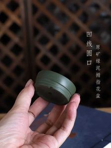 Placers Pots Greed Pottery Green Sand Verted Basai Bonsaï Traditional Chinese Chinese Tabletop Garden Decoration Q240429