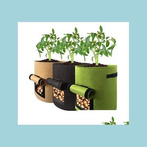 Jardinières Pots Non-tissé Plante Pomme De Terre Cultiver Sac Réutilisable Très Respirant Légumes Feutre Plantation Fleur Planteur 5/7/10 Gallon Lar Dhyul