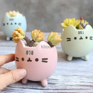 Pots de fleurs Pot de plantes succulentes avec trou mignon Animal fleur planteur Pot de fleurs beau petit chat maison jardin décor bonsaï Pots cadeau d'anniversaire YQ240109