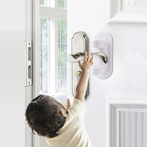 Cerradura de palanca de puerta de seguridad para bebés de plástico, manija bloqueadora autoadhesiva 3M, evita que los niños abran la puerta de la cocina del baño del dormitorio