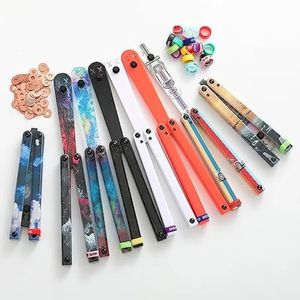 Entraîneur de couteaux papillon en plastique, entraîneur de Balisong en plastique, poignée de canal intégrée assortie à une rondelle en cuivre, outils d'extérieur 240220